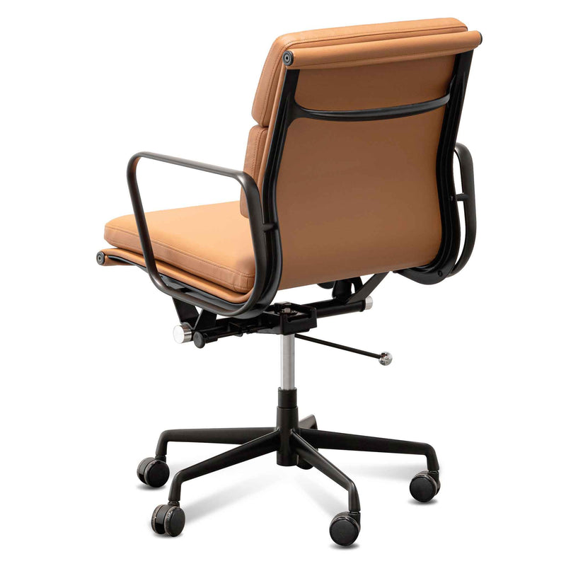 COC6404-YS Low Back Office Chair - Saddle Tan in Black Frame