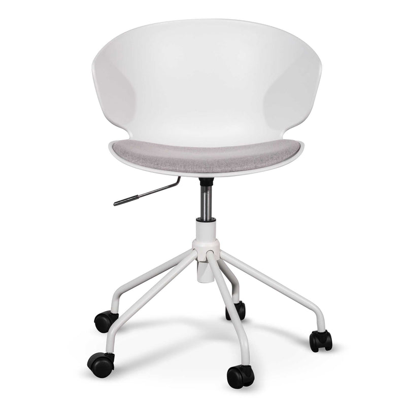 COC6507-LF White Office Chair - Light Grey Seat