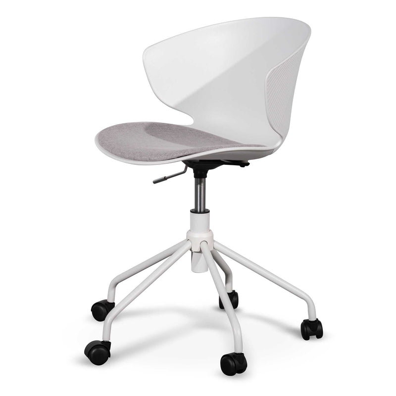 COC6507-LF White Office Chair - Light Grey Seat