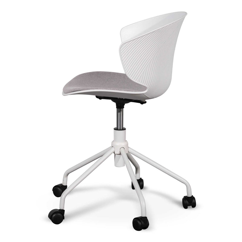 COC6507-LF White Office Chair - Light Grey Seat