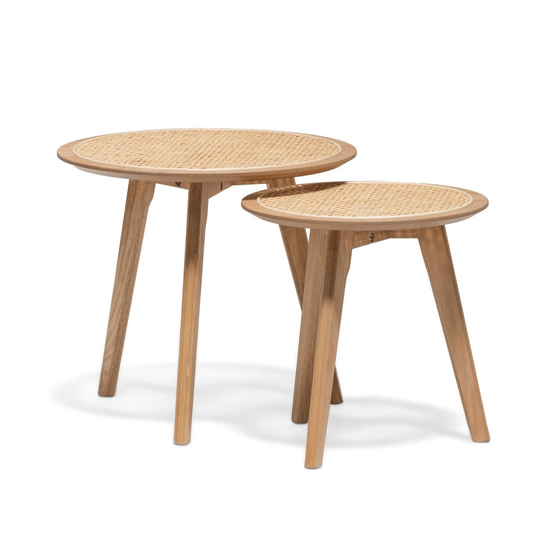 CST6681-KD Nested Side Table - Natural with Rattan Top