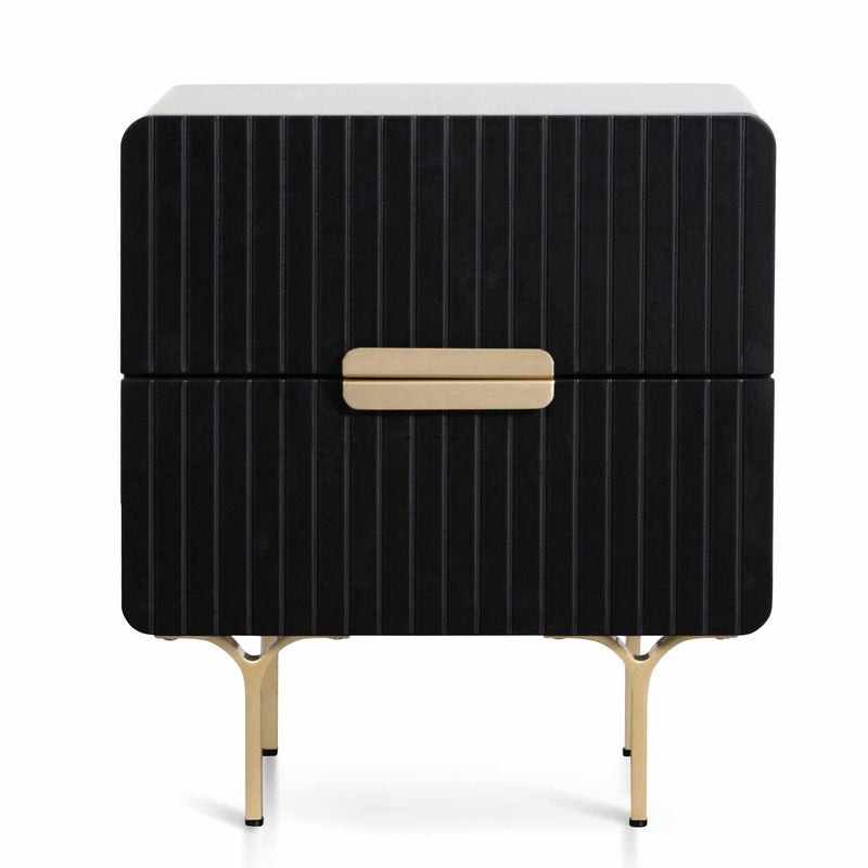 CST6735-IG Matte Black Bedside Table - Brass Legs and Handle