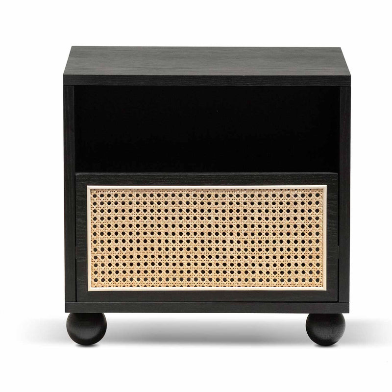 CST6773-KD Wooden Side Table with Rattan Front - Black