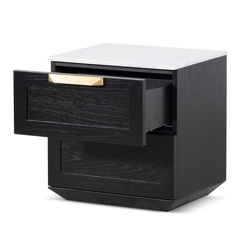 CST6863-CN Bedside Table - Black with Marble Top