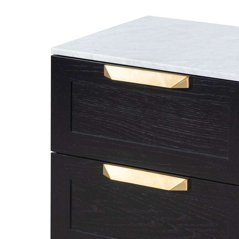 CST6863-CN Bedside Table - Black with Marble Top