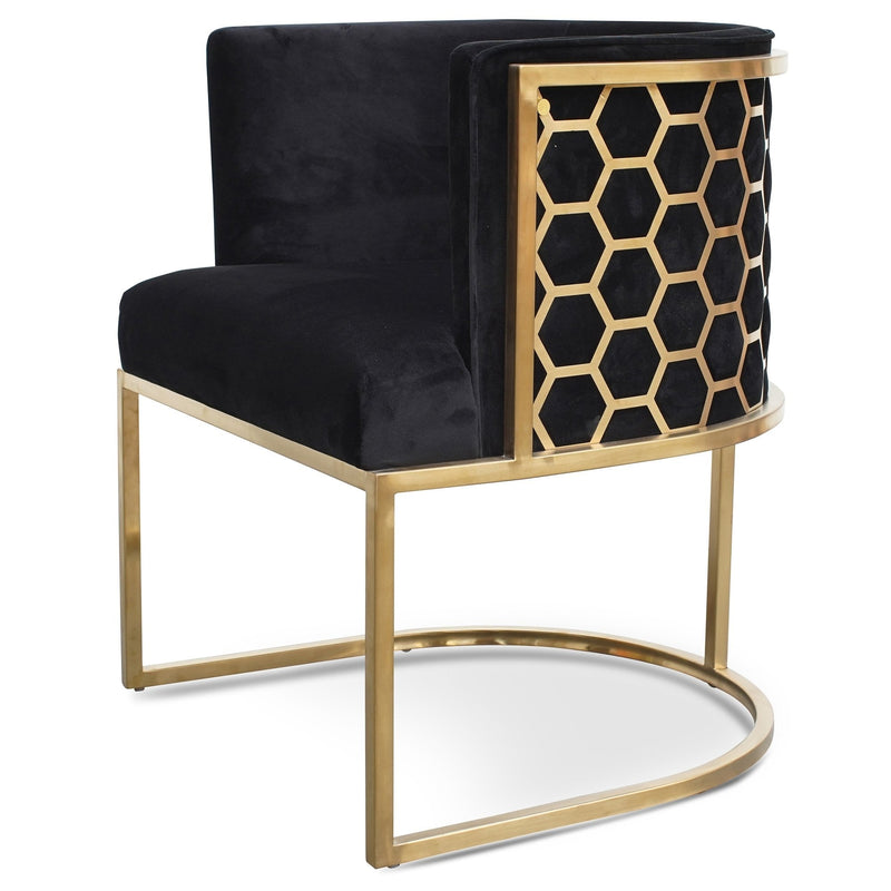 CLC2612-BS Lounge Chair In Black Velvet Seat - Brushed Gold