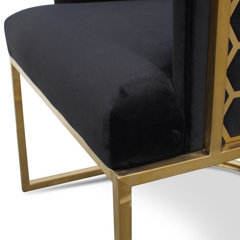 CLC2612-BS Lounge Chair In Black Velvet Seat - Brushed Gold