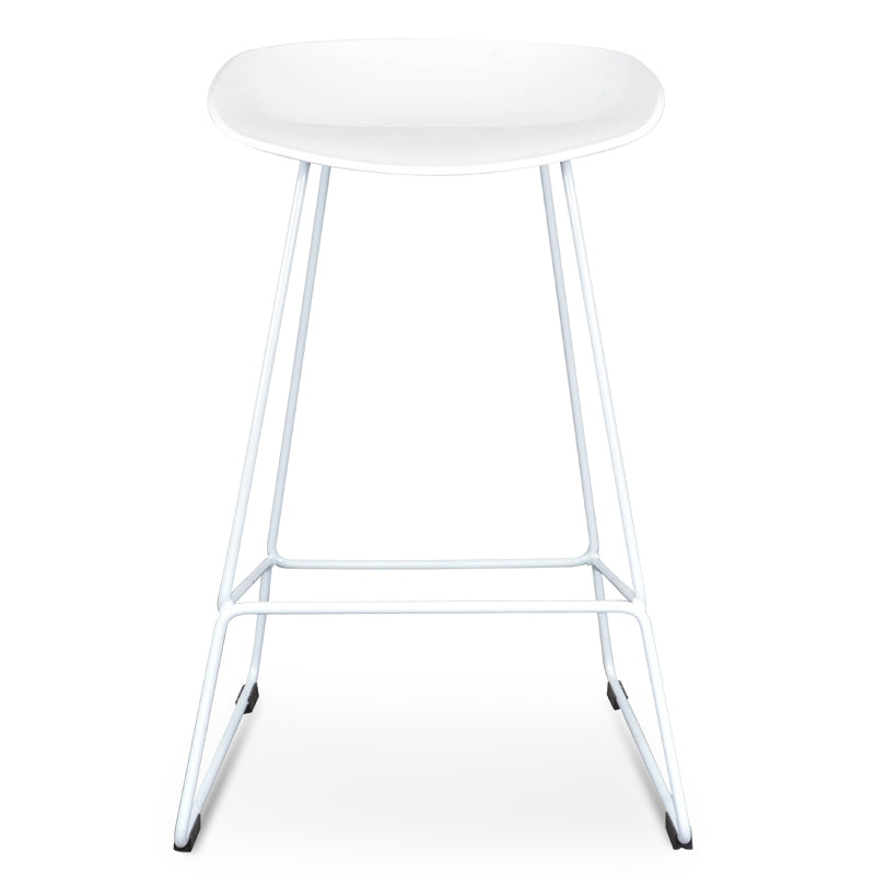 CBS2007-SD 65cm Bar Stool - white Seat With white metal Frame