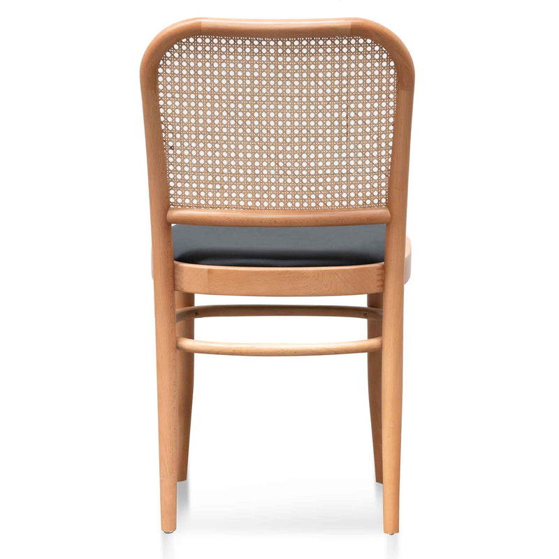 CDC6383-SD Black Cushion Dining Chair - Natural Rattan and Frame