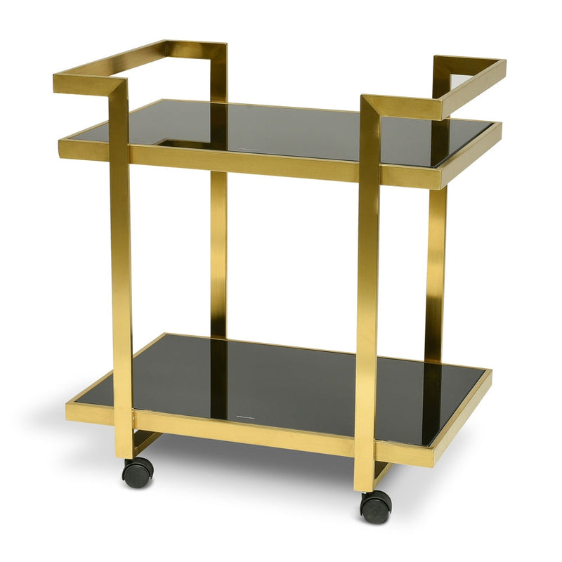 CBR006-KS Bar Cart - Tempered Glass - Gold  Base