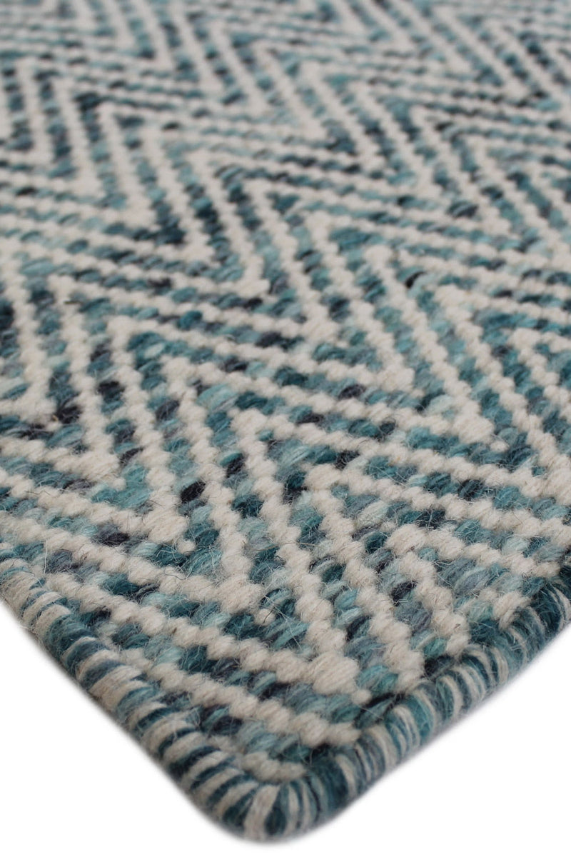 Brazil rug - Atlantic Blue (Blue pattern) Hand-Woven Wool Rug by Bayliss