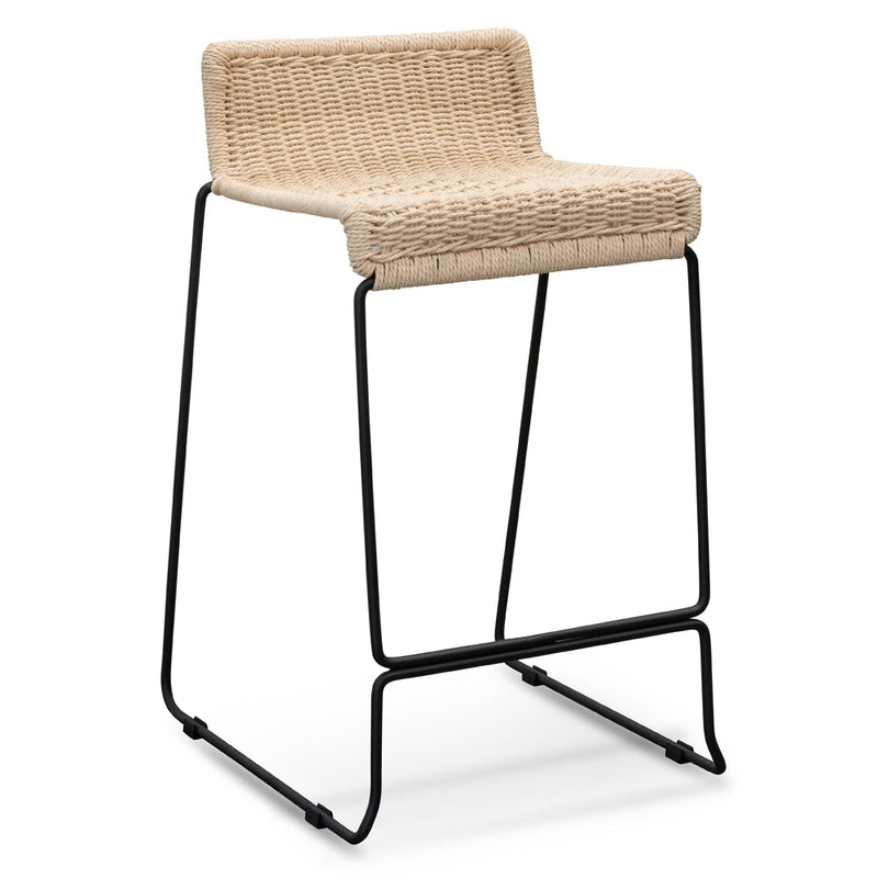 CBS2469-NH Bar Stool With Natural Cord Seat - Black Frame