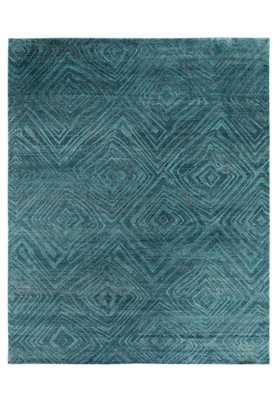 Carter rug - Dark Forest (Turquoise pattern) Hand-Knotted Wool & Viscose Rug by Bayliss