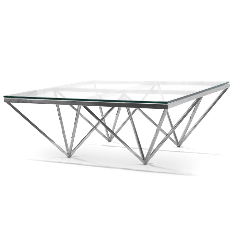 CCF1070-BS 105cm Coffee Table - Glass Top - Silver Base