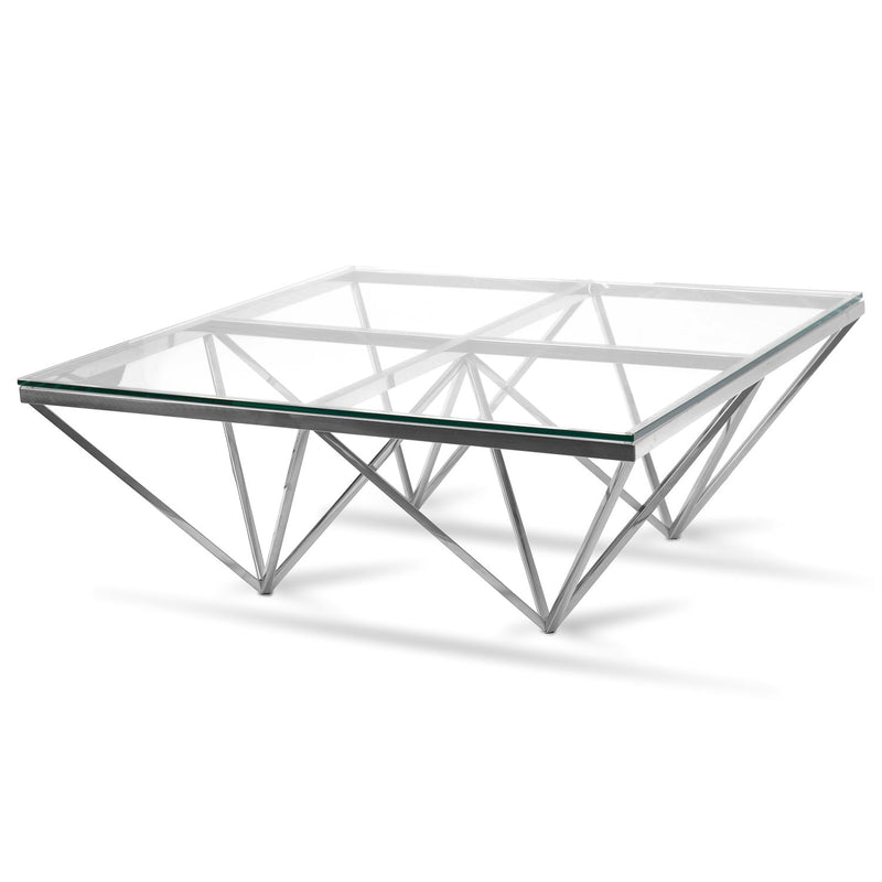 CCF1070-BS 105cm Coffee Table - Glass Top - Silver Base