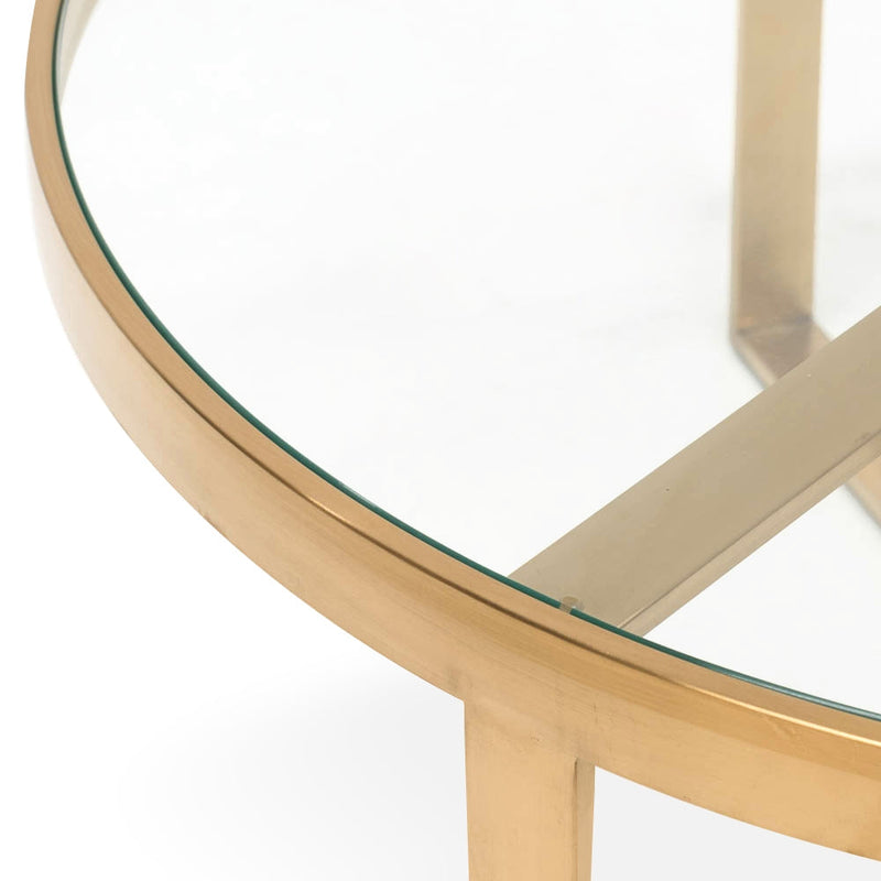 CCF2427-BS 90cm Coffee Table - Brushed Gold Base