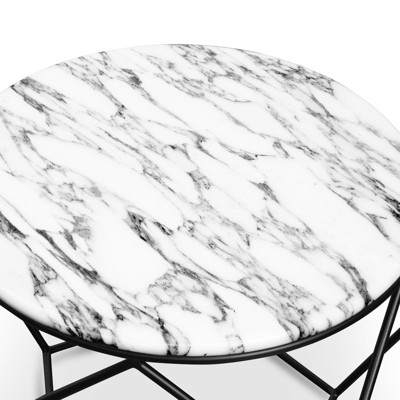 CCF2568-SU Marble 72cm Coffee Table - Matt Black Base