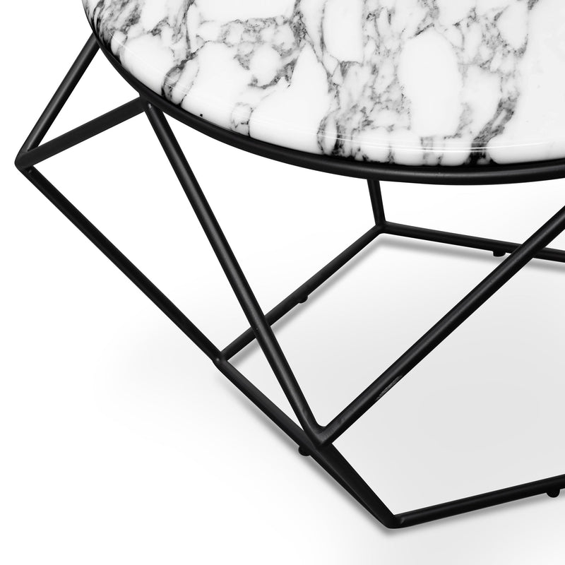 CCF2568-SU Marble 72cm Coffee Table - Matt Black Base