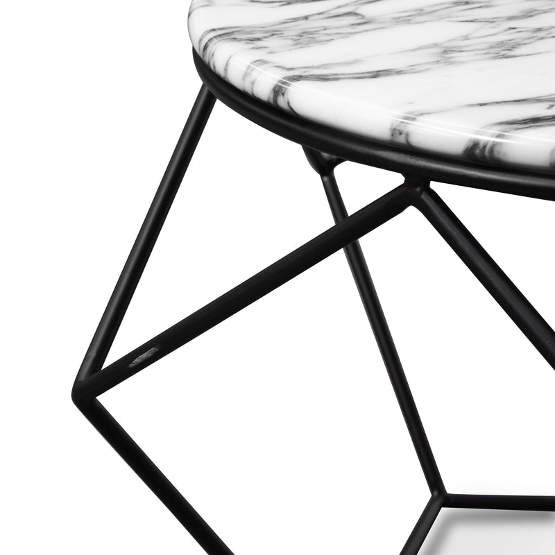 CCF2568-SU Marble 72cm Coffee Table - Matt Black Base