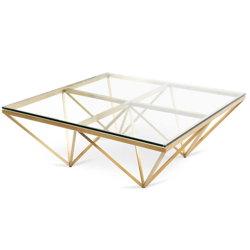 CCF2580-BS 1.05m Glass Coffee Table - Brushed Gold Base
