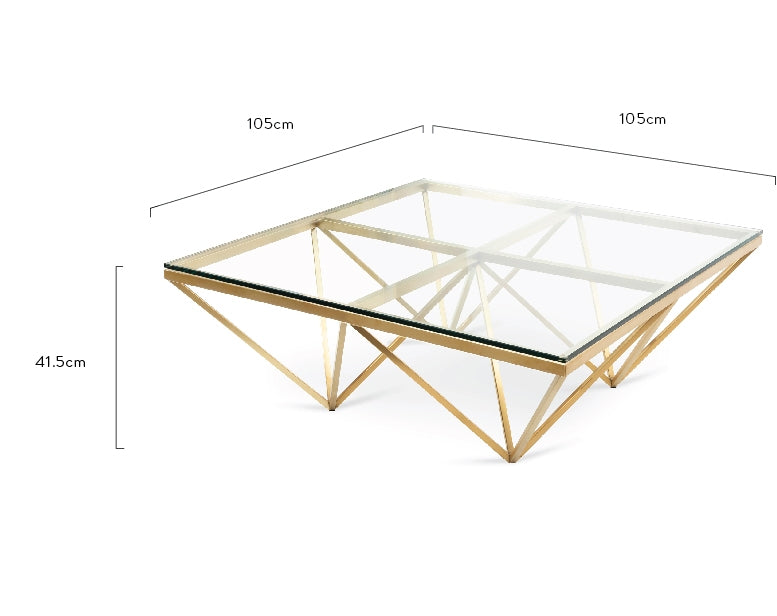 CCF2580-BS 1.05m Glass Coffee Table - Brushed Gold Base