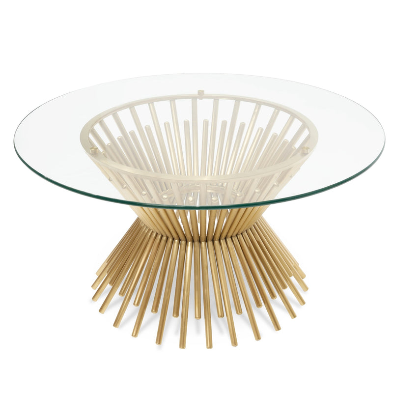CCF2588-BS 90cm Glass Coffee Table - Brushed Gold Base