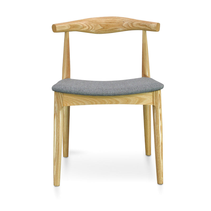 CDC182 Elbow Dining Chair - Natural with Light Grey Fabric Seat
