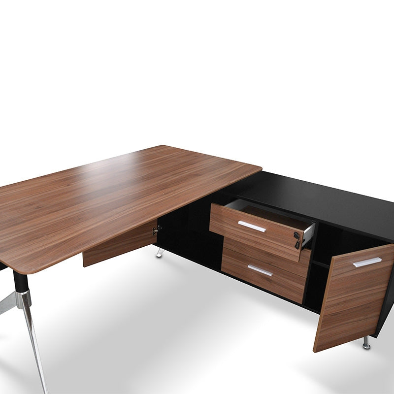 COT199-M 1.95m Executive Office Desk Right Return - Walnut - Black