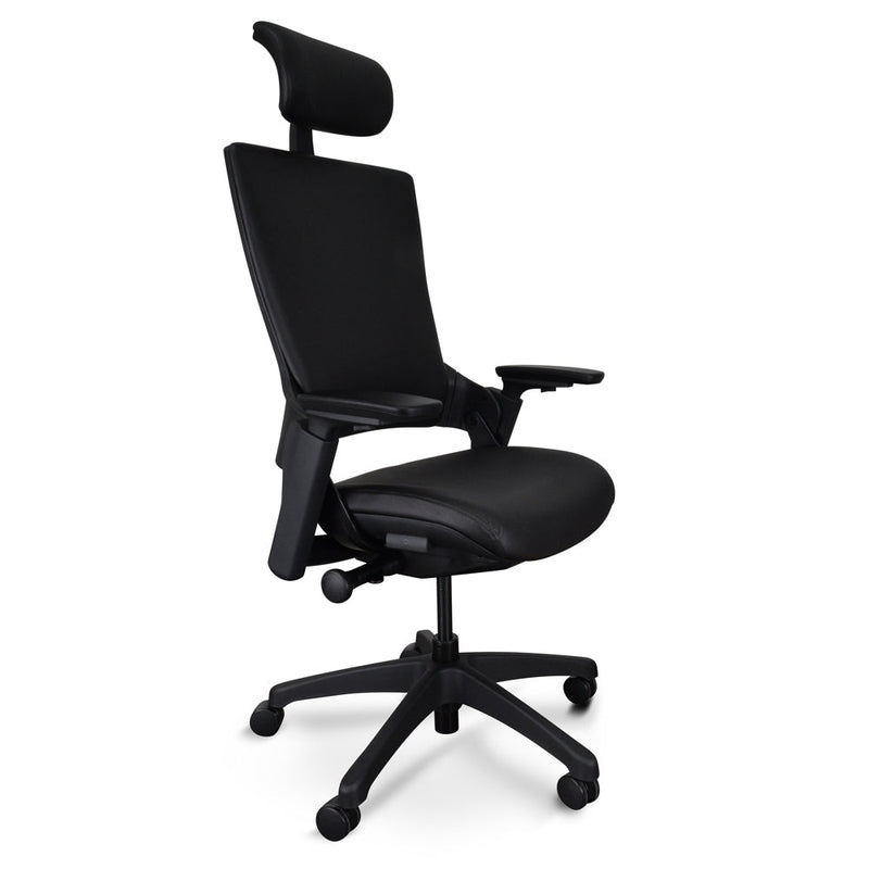 OC2151-UN-HD2155-UN Ergonomic Leather Office Chair With Head Rest - Black