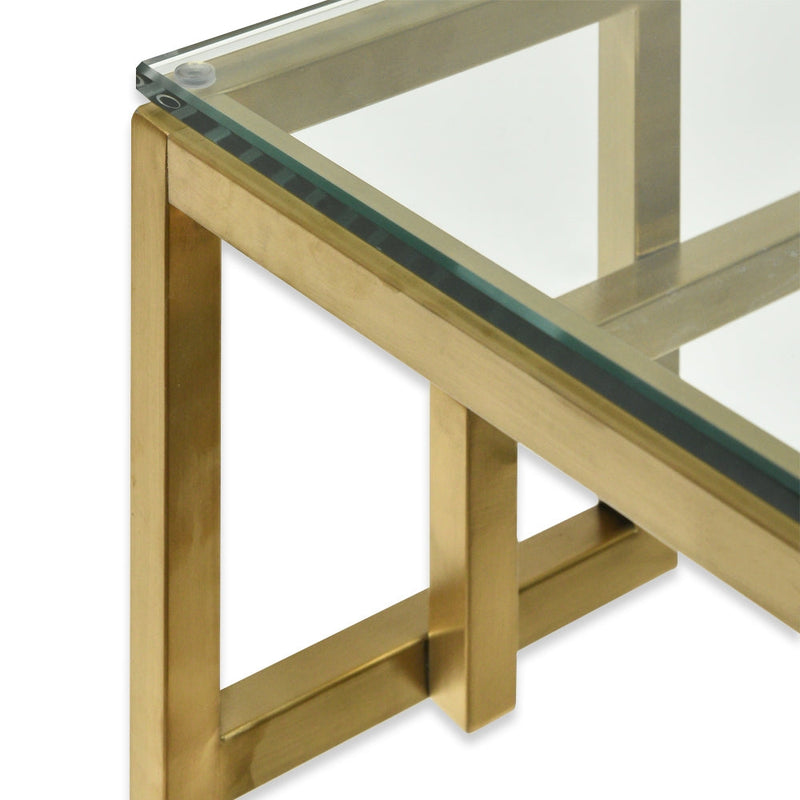 CDT2423-BS 1.15m Console Glass Table - Brushed Gold Base