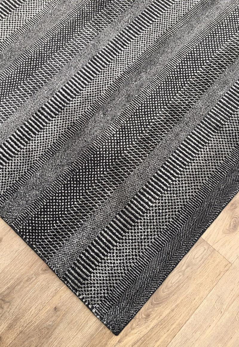 Hamilton rug - Black Silver (Black pattern) Hand-Knotted Wool & Viscose Rug by Bayliss