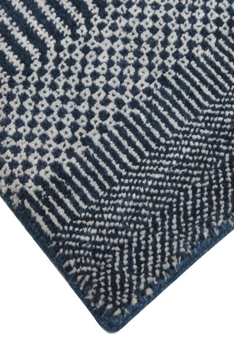 Hamilton rug - Deep Dark Blue (Navy pattern) Hand-Knotted Wool & Viscose Rug by Bayliss
