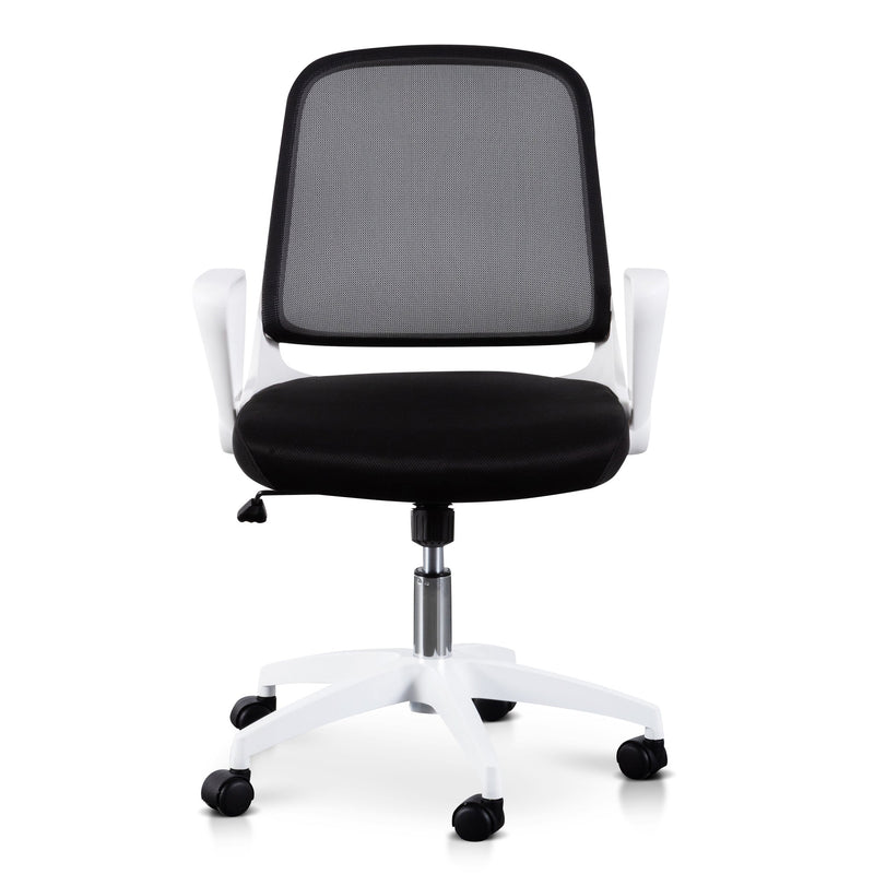 COC6190-LF Black Office Chair - White Arm and Base