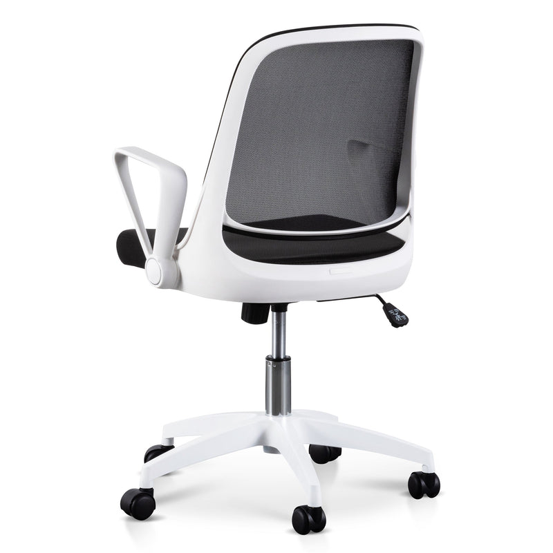 COC6190-LF Black Office Chair - White Arm and Base