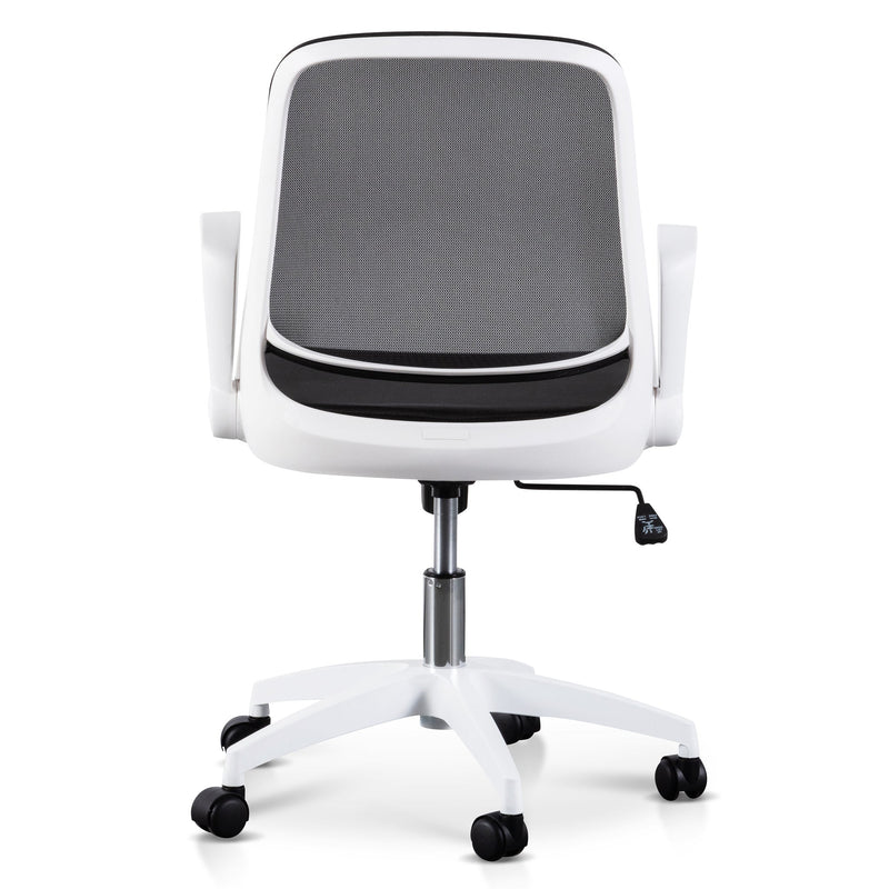 COC6190-LF Black Office Chair - White Arm and Base