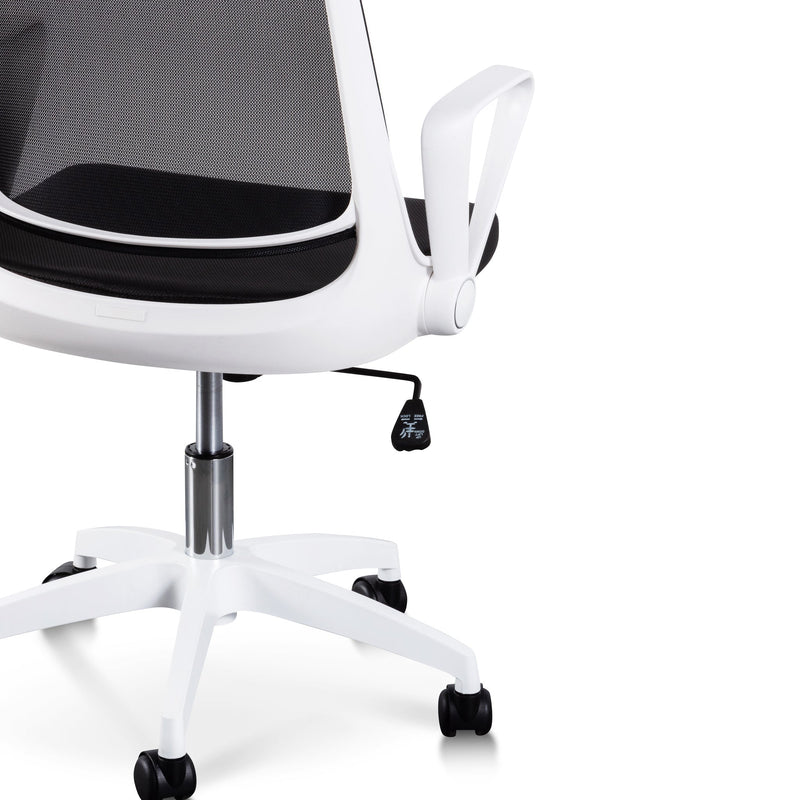 COC6190-LF Black Office Chair - White Arm and Base