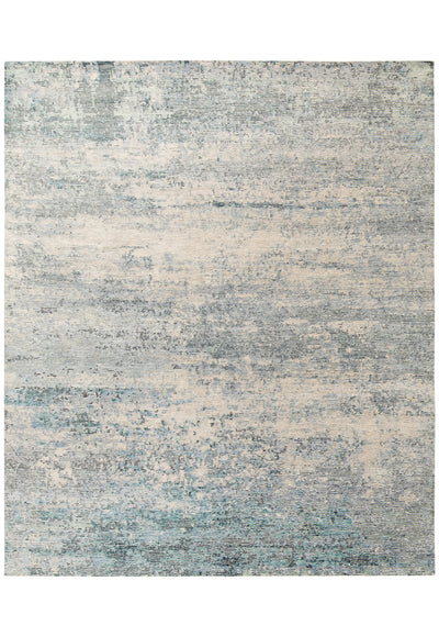 Howard rug - Aquamarine (Light blue pattern) Hand-Knotted Wool, Viscose & Linen Rug by Bayliss