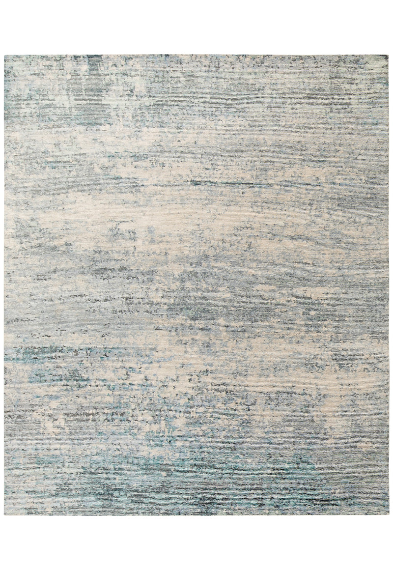 Howard rug - Aquamarine (Light blue pattern) Hand-Knotted Wool, Viscose & Linen Rug by Bayliss