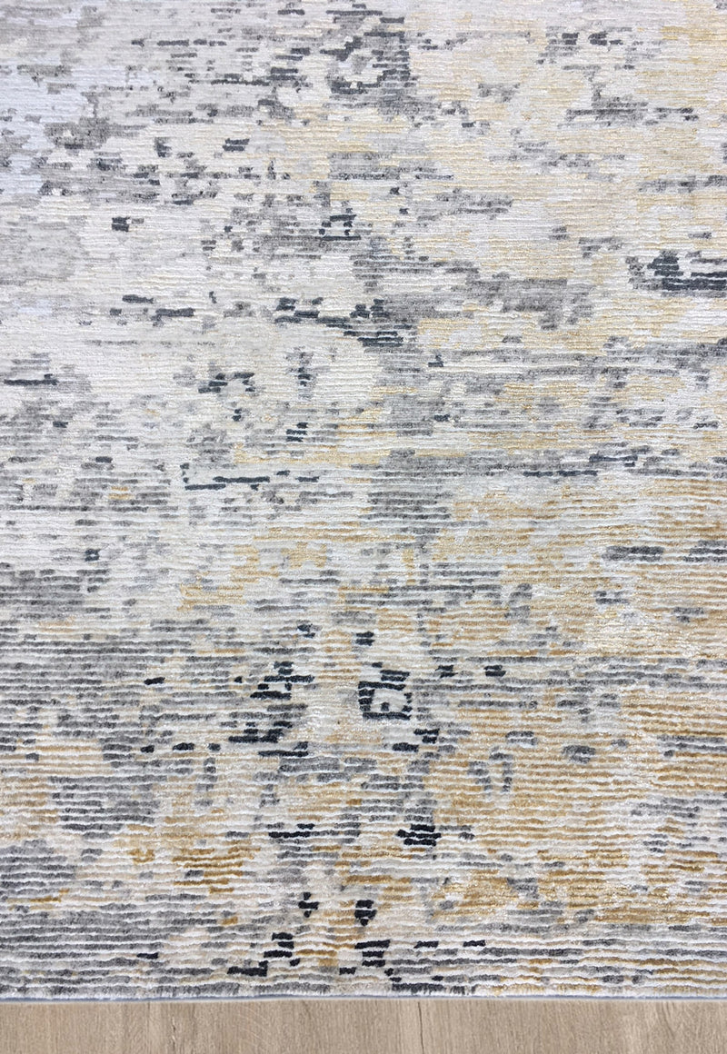 Howard rug - Beach (Gold pattern) Hand-Knotted Wool, Viscose & Linen Rug by Bayliss