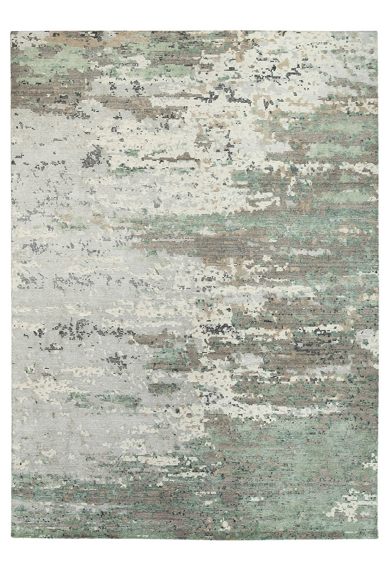 Howard rug - Nature (Green pattern) Hand-Knotted Wool, Viscose & Linen Rug by Bayliss