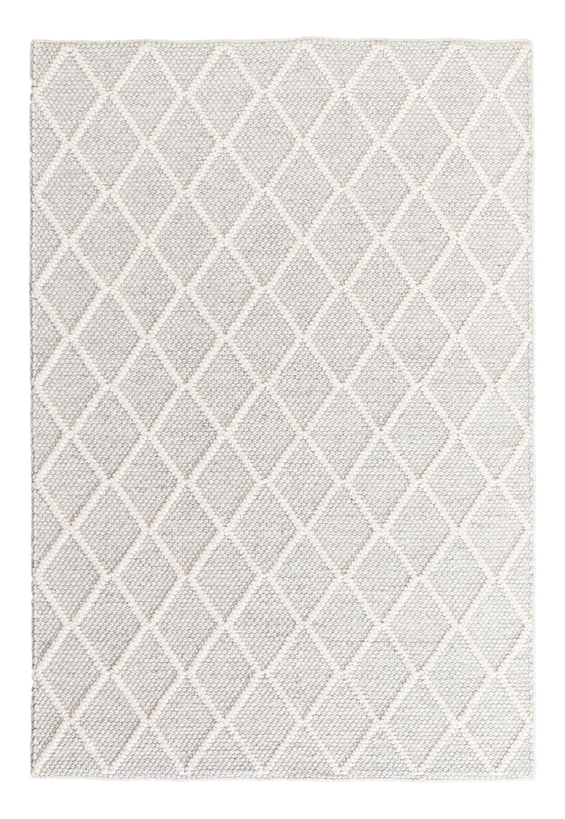 Ivy rug - Fog/Cream (Geometric pattern) Hand-Woven Wool & Viscose Rug by Bayliss