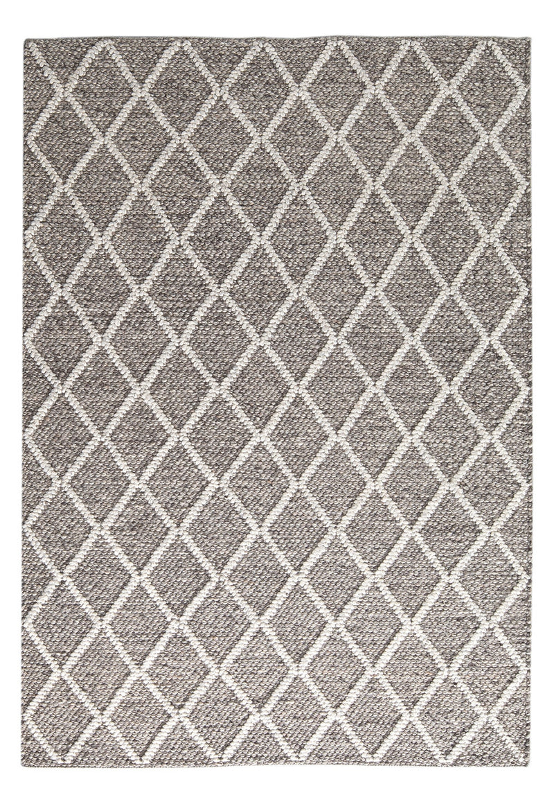 Ivy rug - Graphite/Fog (Brown geometric pattern) Hand-Woven Wool & Viscose Rug by Bayliss