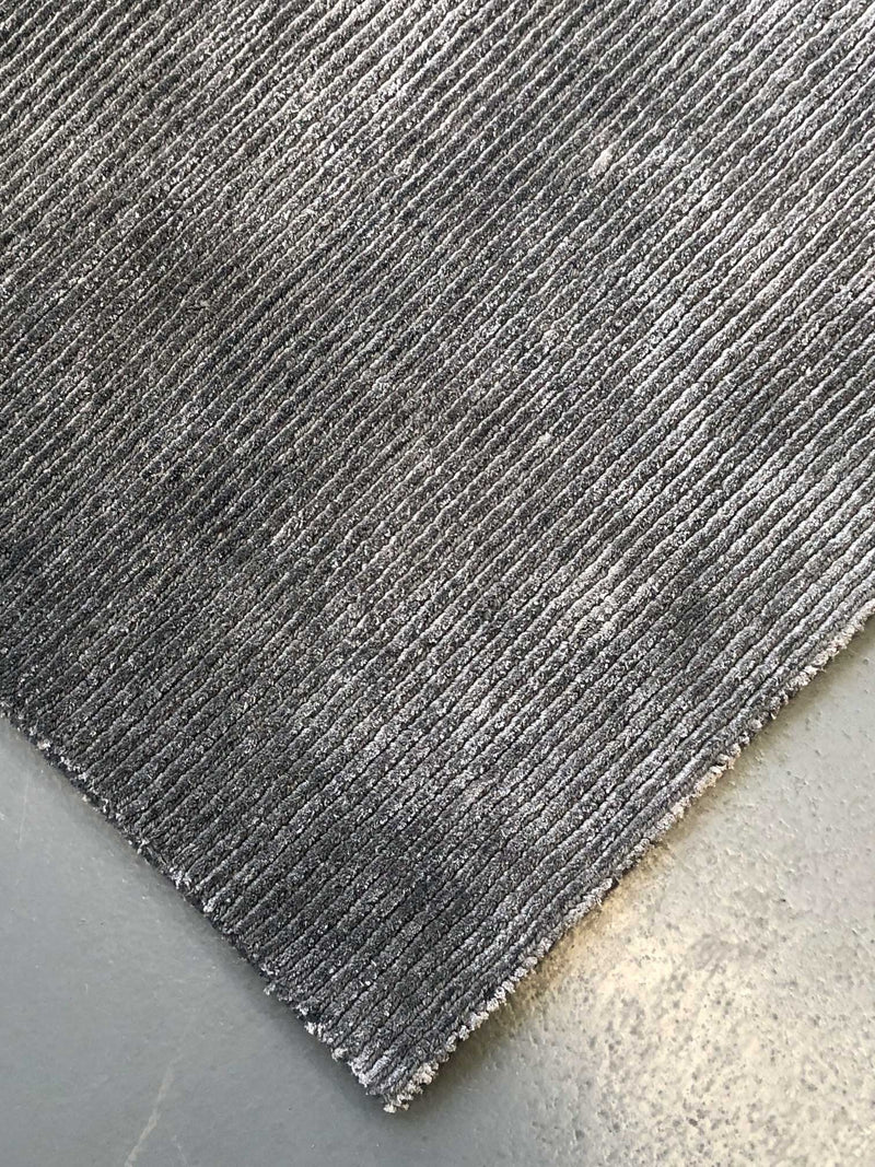 Jewel rug - Dark Tin (Grey) Hand-Knotted Wool & Tencel Rug by Bayliss