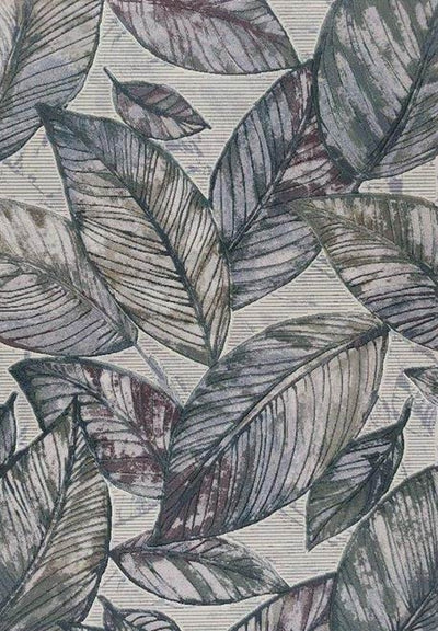 Kensington rug - Botanic (Leaf pattern) Machine Made Heatset Polypropylene Rug by Bayliss