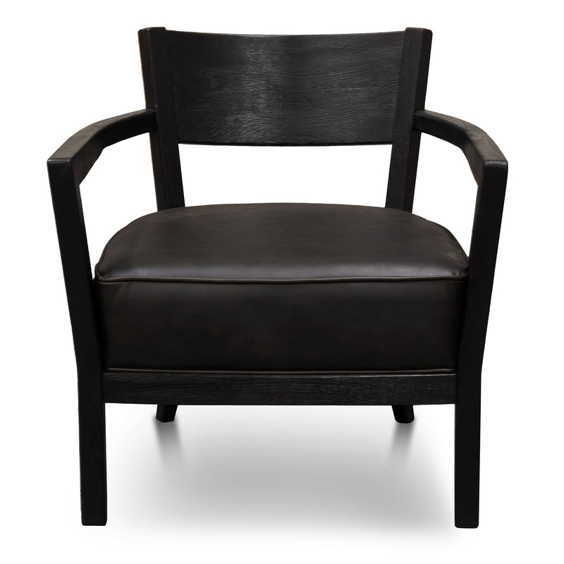 CLC6074-CH Black Wooden Armchair - Black PU leather Seat