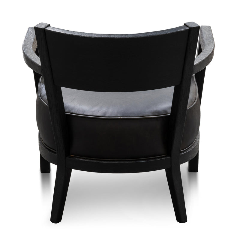 CLC6074-CH Black Wooden Armchair - Black PU leather Seat