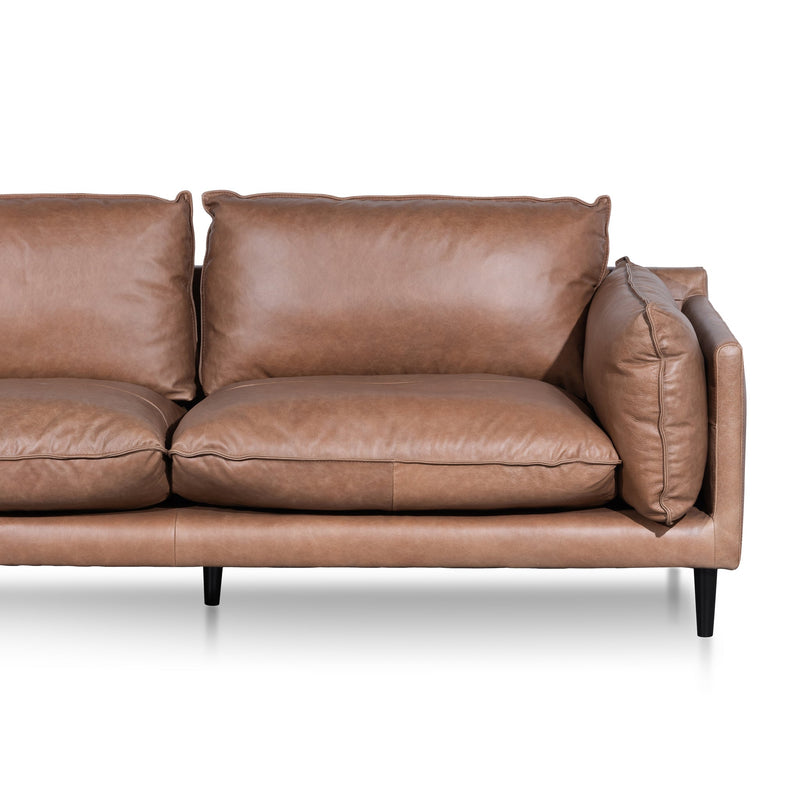 CLC6247-KSO 4 Seater Left Chaise Leather Sofa - Saddle Brown