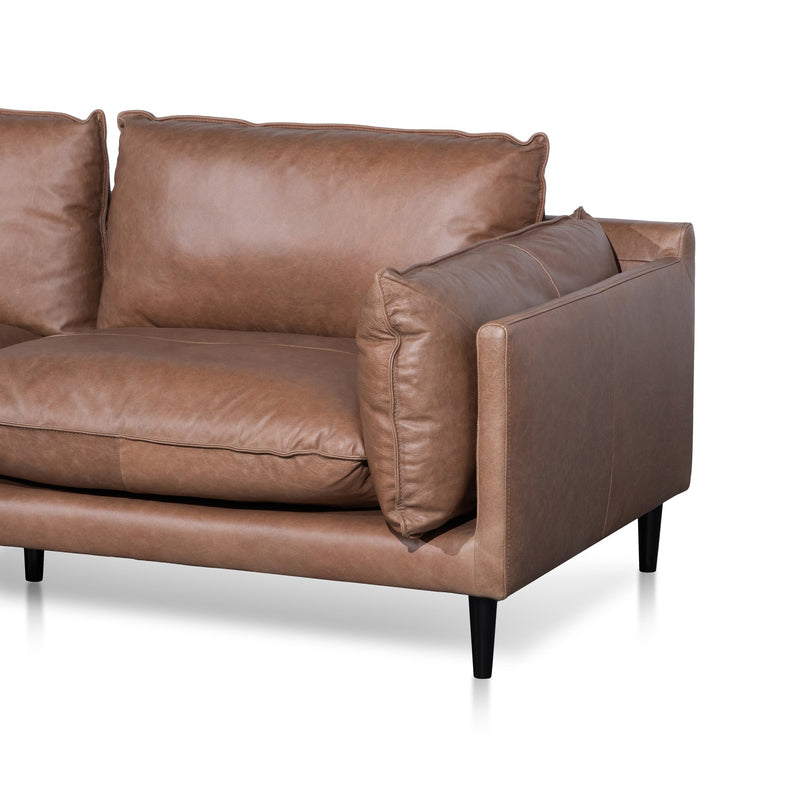 CLC6247-KSO 4 Seater Left Chaise Leather Sofa - Saddle Brown