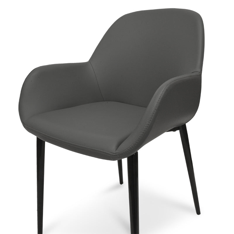 CDC962-SD Dining Chair in Charcoal Grey With Black Legs