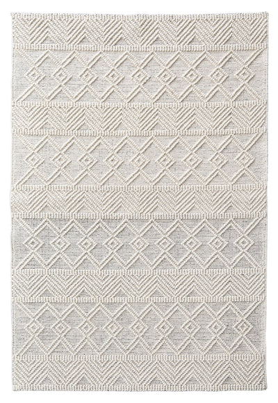 Memphis rug - Stitch (Cream geometric pattern) Hand-Woven Wool Rug by Bayliss